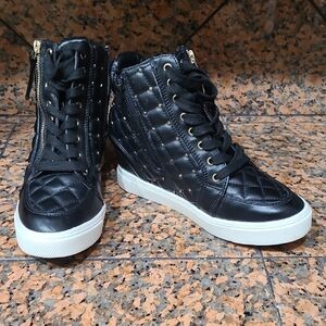Black Quilted High-Top Sneakers
